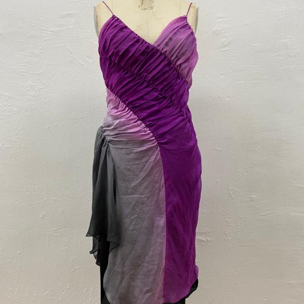 An ombre chiffon draped dress